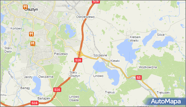 mapa Szczęsne gmina Purda, Szczęsne gmina Purda na mapie Targeo