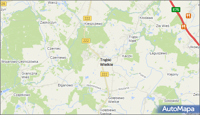 mapa Trąbki Wielkie, Trąbki Wielkie na mapie Targeo