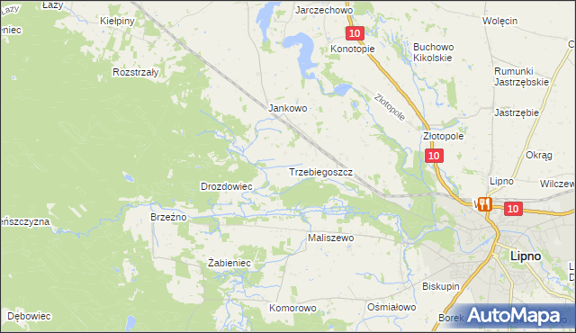 mapa Trzebiegoszcz, Trzebiegoszcz na mapie Targeo