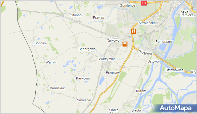 mapa Warzymice, Warzymice na mapie Targeo