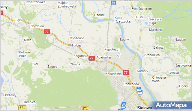 mapa Agatówka gmina Zaleszany, Agatówka gmina Zaleszany na mapie Targeo