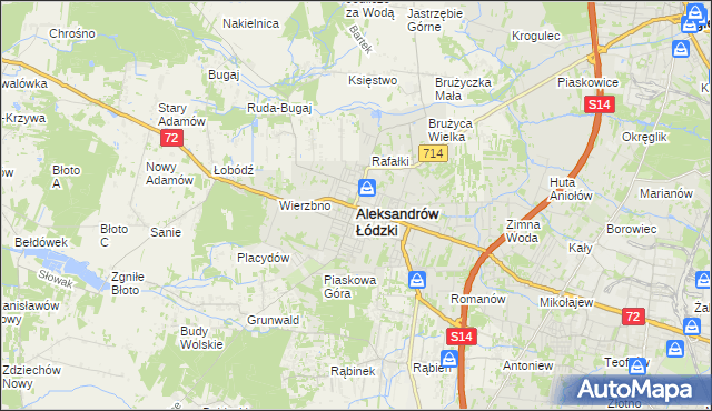 mapa Aleksandrów Łódzki, Aleksandrów Łódzki na mapie Targeo