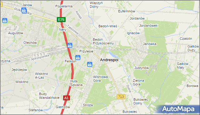 mapa Andrespol, Andrespol na mapie Targeo