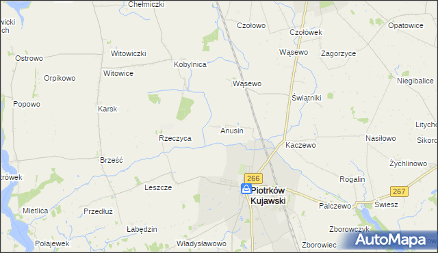 mapa Anusin gmina Piotrków Kujawski, Anusin gmina Piotrków Kujawski na mapie Targeo