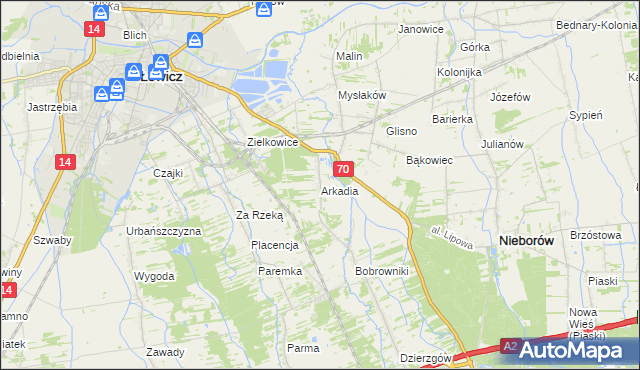 mapa Arkadia, Arkadia na mapie Targeo
