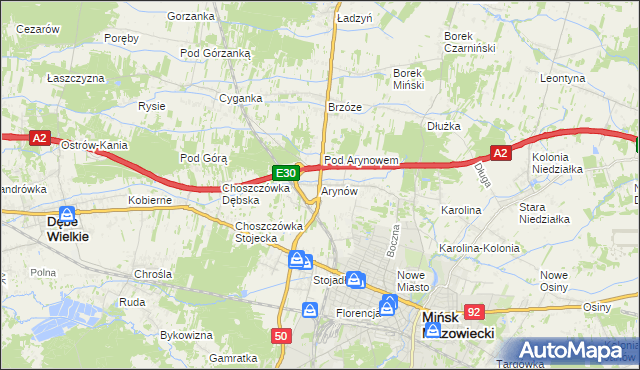 mapa Arynów, Arynów na mapie Targeo