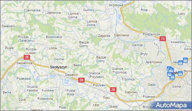 mapa Bączal Dolny, Bączal Dolny na mapie Targeo