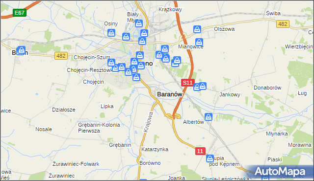 mapa Baranów powiat kępiński, Baranów powiat kępiński na mapie Targeo