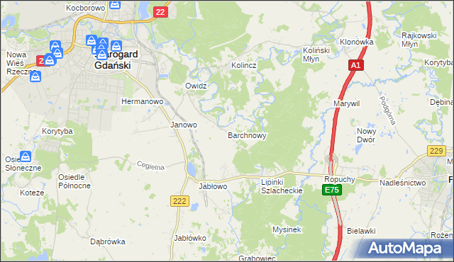 mapa Barchnowy, Barchnowy na mapie Targeo