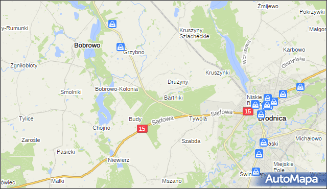 mapa Bartniki gmina Brodnica, Bartniki gmina Brodnica na mapie Targeo