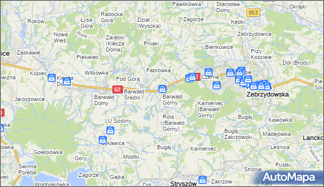 mapa Barwałd Górny, Barwałd Górny na mapie Targeo