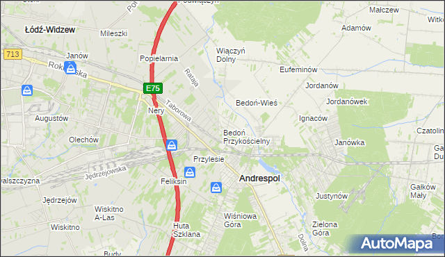 mapa Bedoń Przykościelny, Bedoń Przykościelny na mapie Targeo