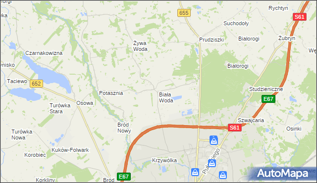 mapa Biała Woda gmina Suwałki, Biała Woda gmina Suwałki na mapie Targeo