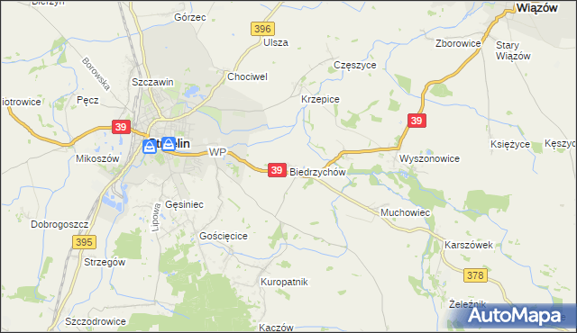 mapa Biedrzychów gmina Strzelin, Biedrzychów gmina Strzelin na mapie Targeo