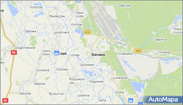 mapa Bierawa, Bierawa na mapie Targeo