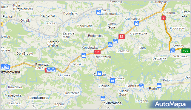 mapa Biertowice, Biertowice na mapie Targeo