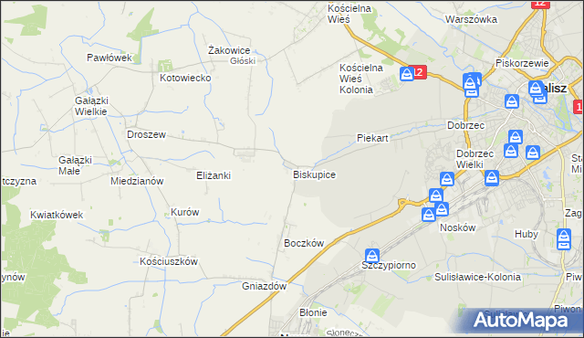 mapa Biskupice gmina Nowe Skalmierzyce, Biskupice gmina Nowe Skalmierzyce na mapie Targeo