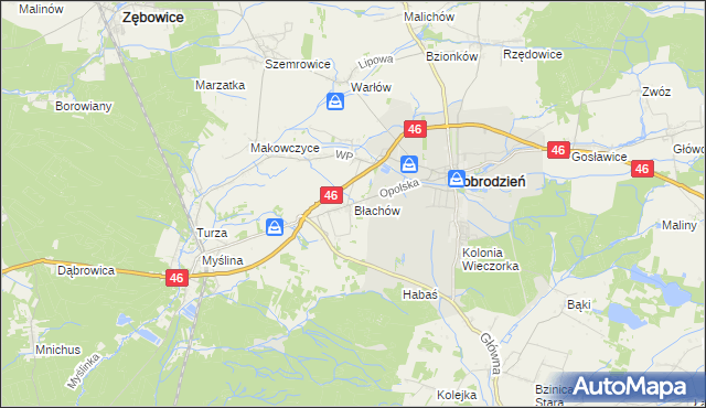mapa Błachów, Błachów na mapie Targeo