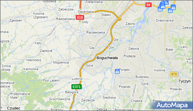 mapa Boguchwała powiat rzeszowski, Boguchwała powiat rzeszowski na mapie Targeo