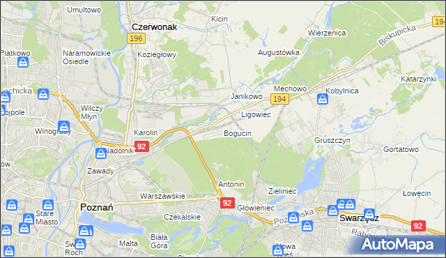 mapa Bogucin gmina Swarzędz, Bogucin gmina Swarzędz na mapie Targeo