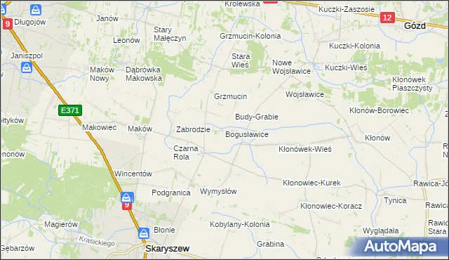 mapa Bogusławice gmina Skaryszew, Bogusławice gmina Skaryszew na mapie Targeo