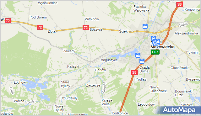 mapa Boguszyce gmina Rawa Mazowiecka, Boguszyce gmina Rawa Mazowiecka na mapie Targeo