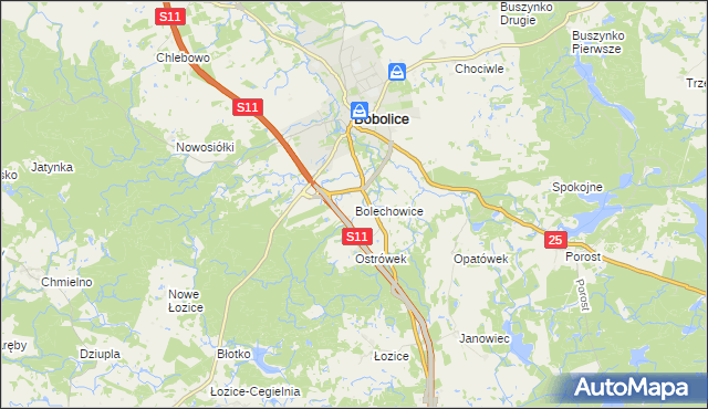 mapa Bolechowice gmina Bobolice, Bolechowice gmina Bobolice na mapie Targeo