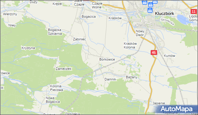mapa Borkowice gmina Kluczbork, Borkowice gmina Kluczbork na mapie Targeo