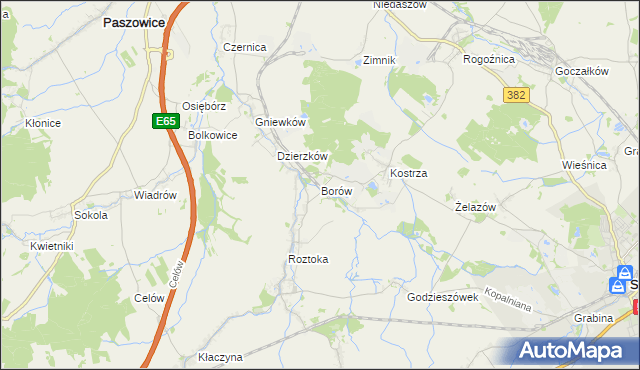 mapa Borów gmina Dobromierz, Borów gmina Dobromierz na mapie Targeo