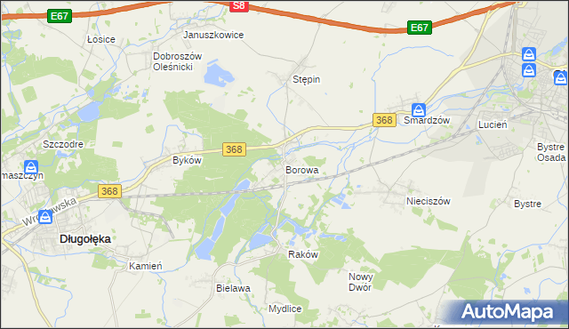 mapa Borowa gmina Długołęka, Borowa gmina Długołęka na mapie Targeo