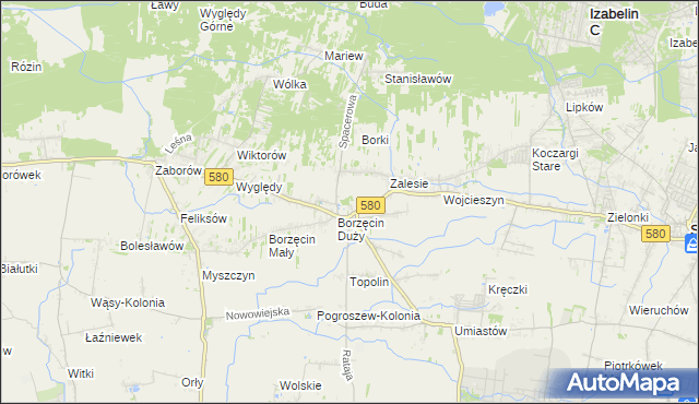 mapa Borzęcin gmina Stare Babice, Borzęcin gmina Stare Babice na mapie Targeo