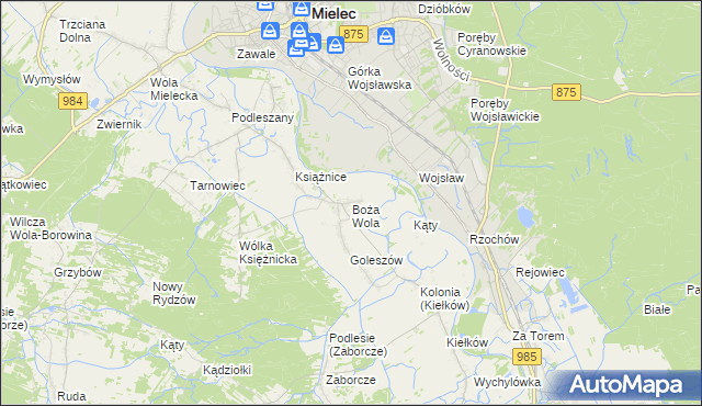mapa Boża Wola gmina Mielec, Boża Wola gmina Mielec na mapie Targeo