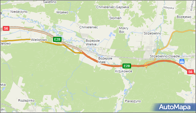 mapa Bożepole Małe, Bożepole Małe na mapie Targeo