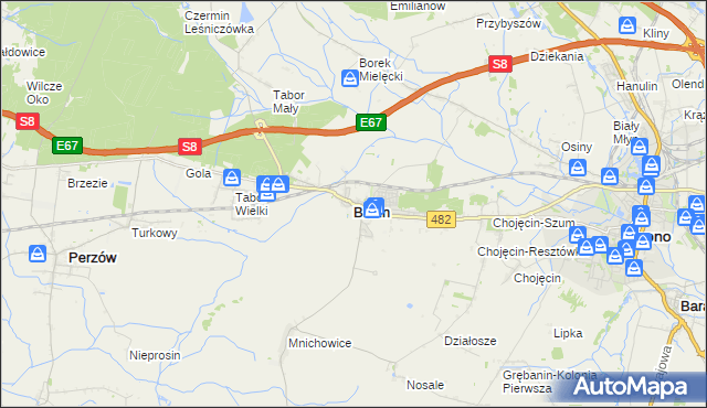 mapa Bralin powiat kępiński, Bralin powiat kępiński na mapie Targeo