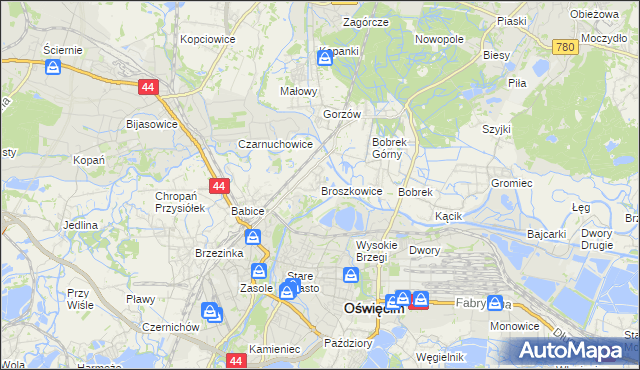 mapa Broszkowice, Broszkowice na mapie Targeo