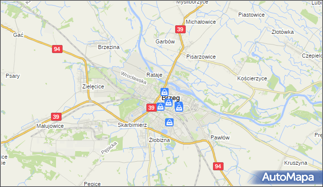 mapa Brzeg, Brzeg na mapie Targeo