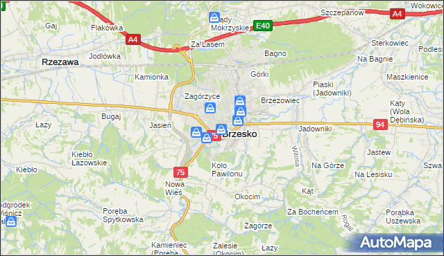 mapa Brzesko, Brzesko na mapie Targeo