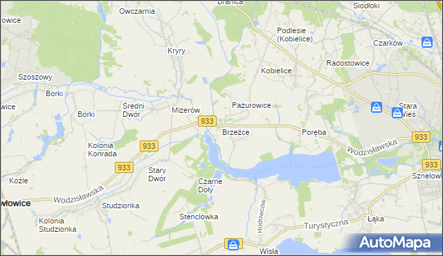 mapa Brzeźce gmina Pszczyna, Brzeźce gmina Pszczyna na mapie Targeo
