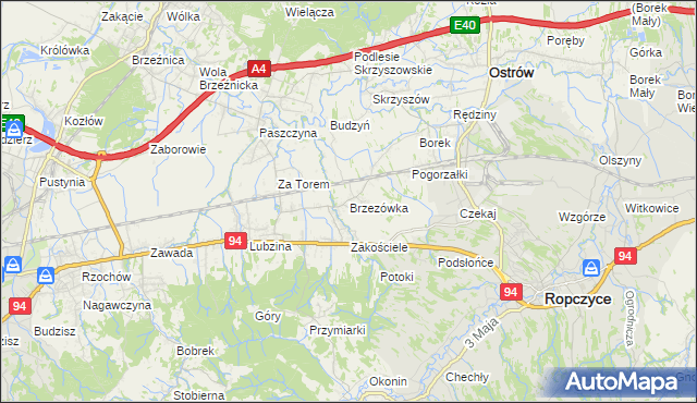 mapa Brzezówka gmina Ropczyce, Brzezówka gmina Ropczyce na mapie Targeo