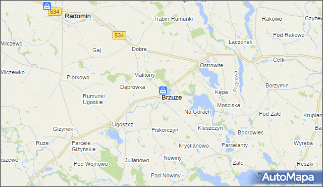 mapa Brzuze, Brzuze na mapie Targeo