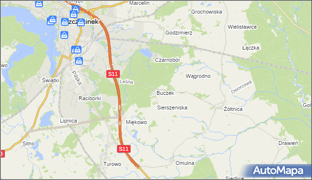 mapa Buczek gmina Szczecinek, Buczek gmina Szczecinek na mapie Targeo