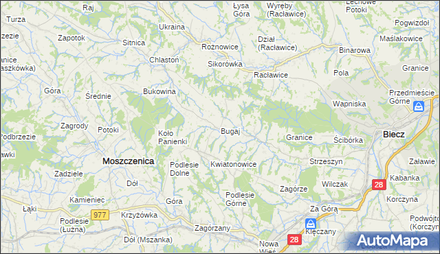 mapa Bugaj gmina Biecz, Bugaj gmina Biecz na mapie Targeo