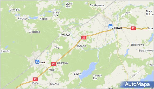 mapa Bytonia, Bytonia na mapie Targeo