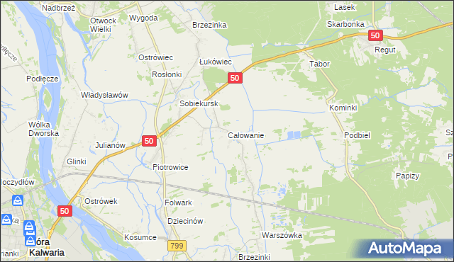 mapa Całowanie, Całowanie na mapie Targeo