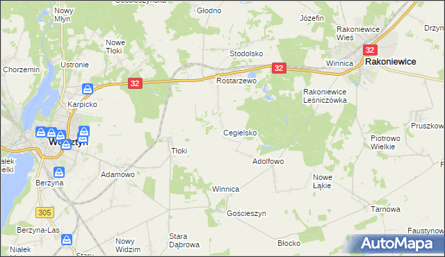 mapa Cegielsko, Cegielsko na mapie Targeo