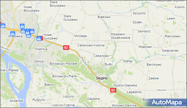 mapa Cekanowo gmina Słupno, Cekanowo gmina Słupno na mapie Targeo