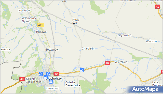 mapa Charbielin gmina Głuchołazy, Charbielin gmina Głuchołazy na mapie Targeo