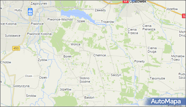 mapa Chełmce gmina Opatówek, Chełmce gmina Opatówek na mapie Targeo
