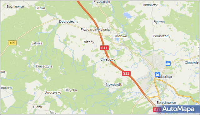 mapa Chlebowo gmina Bobolice, Chlebowo gmina Bobolice na mapie Targeo