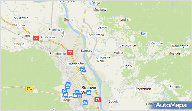 mapa Chłopska Wola, Chłopska Wola na mapie Targeo